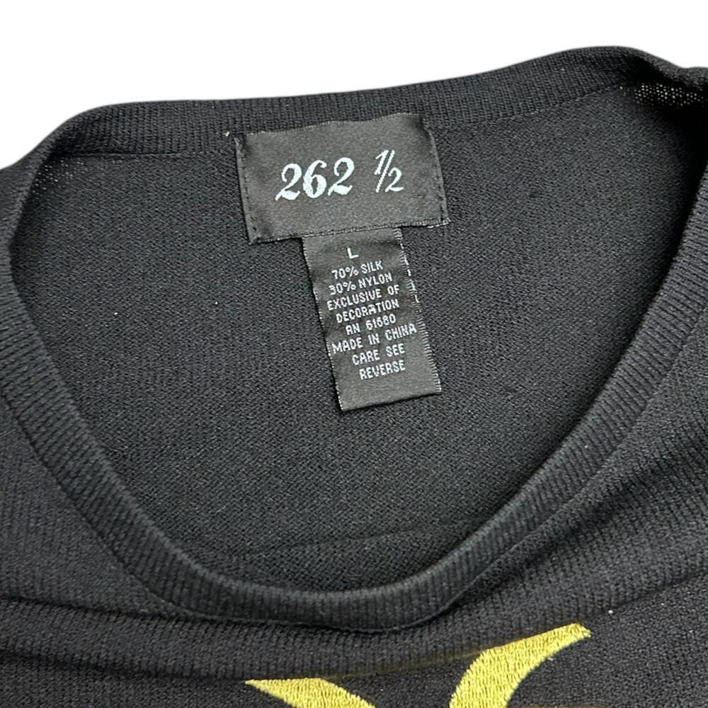 Vintage Pisces Zodiac Shirt Blouse Silk Blend Black Gold T-Shirt Boho size Large - Picture 4 of 6